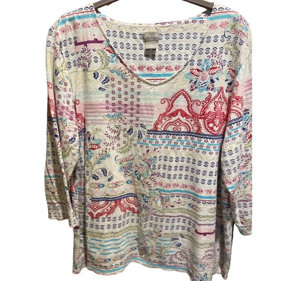 29. WOMENS CHICO’S 3/XL DETAIL TOP - Picture 1 of 5